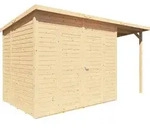 Bertilo Ger&auml;tehaus Timmo 4 Plus inkl. Anbaudach - 19 mm naturbelassen