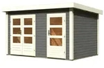 Karibu Mittelwand-Gartenhaus Sch&ouml;nbuch 1 - 38 mm-366 x 246 cm- terragrau