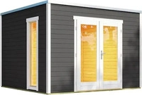 Weka Design Gartenhaus P 285 mit Panorama-Glast&uuml;ren - 28 mm graphitgrau 300 x 250 cm