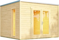 Weka Design Gartenhaus P 285 mit Panorama-Glast&uuml;ren - 28 mm naturbelassen 300 x 250