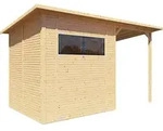 Bertilo Gartenhaus Pent Modern 3 Plus inkl. Anbaudach - 18 mm naturbelassen