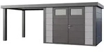 Telluria Metallger&auml;tehaus Classico 3024 mit 280 cm Seitendach lichtgrau Seitendach