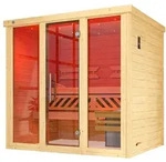 Weka Premium Massivholz-Elementsauna Kemi Panorama 2 mit Glast&uuml;r+2 Fenster und