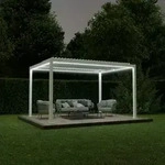 Ximax Lamellendach Pergola Shade freistehend 3x4 m Inkl. Farbbeleuchtung Wei&szlig;