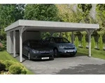 Skan Holz Spessart Doppelcarport mit Abstellraum Gr.2 611x846cm weiss Holzcarport