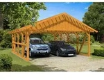 Skan Holz Schwarzwald Doppel 684x772cm Dachlatt.eiche hell ohne R&uuml;ckwand Holzcarport