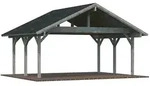 Palmako Carport Robert 20,6 m2 Grau tauchimpr&auml;gniert Holzcarport