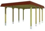Skan Holz Spreewald - Walmdach Carport Breite 396 cm Gr. 1 - 396 x 589 cm Nut-...