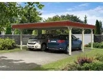 Carport Wendland 630x637 rote Blende, unbehandelt, 20mm Dachschalung mit EPDM...