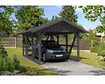 Skan Holz Schwarzwald Satteldach Einzelcarport 424 cm Holzcarport