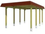 Skan Holz Spreewald - Walmdach Carport Breite 345 cm Gr. 1 - 345 x 589 cm Nut-...