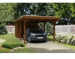 Skan Holz Spessart Einzelcarport mit Abstellraum Gr.2 355x846cm nussbaum...