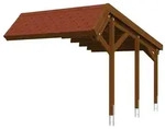 Skan Holz Harz Stellplatzerweiterung nussbaum mit roten Schindeln Holzcarport
