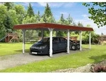 Carport Wendland 362x870 rote Blende, wei&szlig;, 20mm Dachschalung mit EPDM Folie