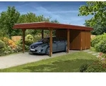 Skan Holz Walmdach Carport aus Leimholz Breite 362 cm-nussbaum Holzcarport