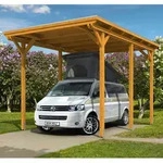 Skan Holz Caravan-Carport Emsland 404x604 cm mit erh&ouml;hter Einfahrt-eiche hell
