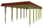 Skan Holz Walmdach Carport-396x893-rote Blende-impr&auml;gniert (farblich...