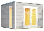Weka Design Gartenhaus P 285 mit Panorama-Glast&uuml;ren - 28 mm hellgrau 300 x 300...