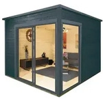 Wolff Finnhaus Gartenhaus Studio 44-B mit Alu-Eckverkleidung/Schiebet&uuml;r anthrazit