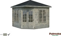 Palmako 103731, Palmako Pavillon Melanie 6,6 m&sup2; - 44 mm Grau tauchimpr&auml;gniert