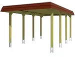 Skan Holz Spreewald - Walmdach Carport Breite 345 cm Gr. 1 - 345 x 589 cm Nut-...