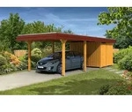 Skan Holz Walmdach Carport aus Leimholz Breite 362 cm Holzcarport