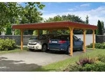 Carport Wendland 630x637 rote Blende, eiche hell, 20mm Dachschalung mit EPDM...