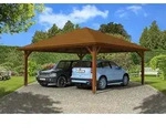 Skan Holz Carport Taunus 634 x 634 cm-nussbaum Holzcarport