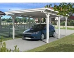 Carport Emsland 404x604cm, wei&szlig;, 20mm Dachschalung mit EPDM Folie Holzcarport