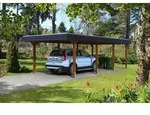 Carport Wendland 409x870 schwarze Blende, nussbaum, 20mm Dachschalung mit EPDM...