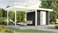 Weka Gartenhaus Designhaus 172 B mit Design-Einzelt&uuml;re und Anbau (295 cm) anthrazit