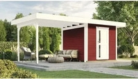 Weka Gartenhaus Designhaus 172 B mit Design-Einzelt&uuml;re und Anbau (295 cm)