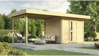 Weka Gartenhaus Designhaus 172 B mit Design-Einzelt&uuml;re und Anbau (295 cm)