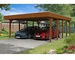 Carport Friesland 557x708cm, nussbaum, ALU-Dacheindeckung, inkl. Anker...