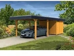 Carport Wendland 362x870 schwarze Blende, eiche hell, mit Abstellraum,...