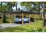 Carport Wendland 409x870 schwarze Blende, eiche hell, 20mm Dachschalung mit EPDM