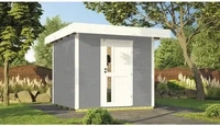 Weka Gartenhaus Designhaus 172 mit Vordach (50 cm) und Design-Einzelt&uuml;re grau Gr. 1