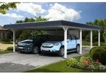 Carport Wendland 630x879 schwarze Blende, wei&szlig;, mit Abstellraum, Dachschalung...
