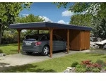 Carport Wendland 409x870 schwarze Blende, nussbaum, mit Abstellraum,...