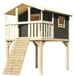 Akubi Stelzenhaus Benjamin mit Holzrampe terragrau