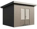Wolff Finnhaus WPC Gartenhaus Terra 3024 Anthrazit/Hellgrau - 28 mm Ohne Fu&szlig;boden