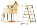Akubi Stelzenhaus Frieda mit Doppelschaukelanbau und Kletterger&uuml;st...