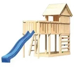 Akubi Stelzenhaus Frieda mit Wellenrutsche, Anbauplattform und Kletterwand blau