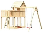 Akubi Stelzenhaus Frieda mit Doppelschaukelanbau und Anbauplattform naturbelassen