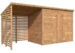 Palmako Ger&auml;tehaus Leif 4,5 m2 + 2,9 m2 Anbau - 16 mm hellbraun tauchgrundiert