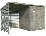 Palmako Ger&auml;tehaus Leif 3,0 m2 + 2,9 m2 Anbau - 16 mm grau tauchgrundiert