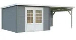 Palmako Gartenhaus Ella 8,7 + 8,2 m2 - 28 mm hellgrau/wei&szlig; lackiert