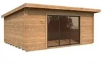 Palmako Gartenhaus Lea 19,4 m2 mit Schiebet&uuml;r - 44 mm Hellbraun tauchgrundiert