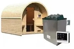 Karibu Gartensauna/Saunafass Fasshaus 2 9 kW Ofen inkl. Steuerger&auml;t