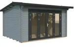 Palmako Gartenhaus Ines 11,1 m2 - 44 mm hellgrau/anthrazit lackiert